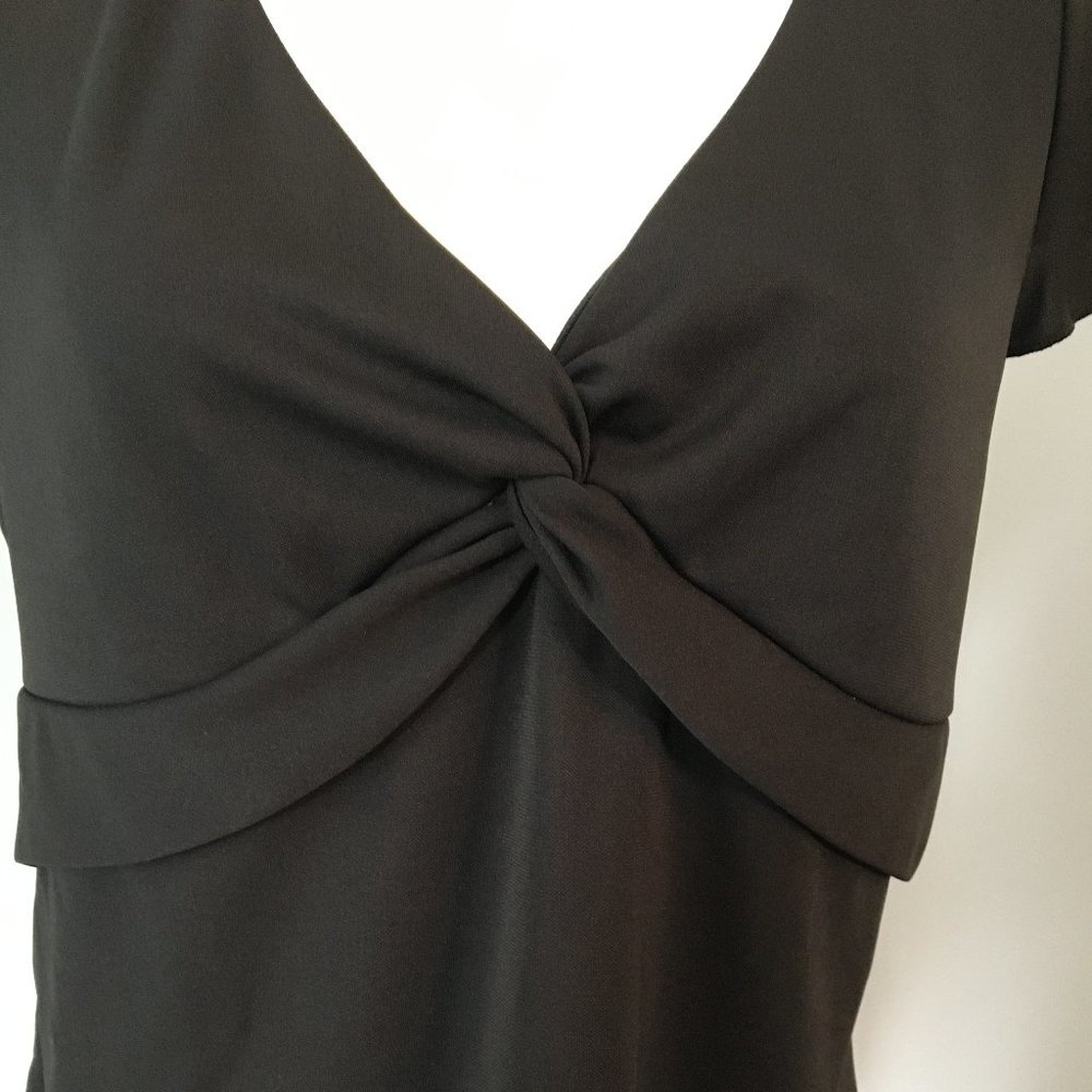 Parallel Black Short Flutter Sleeve Blouse - Sz M